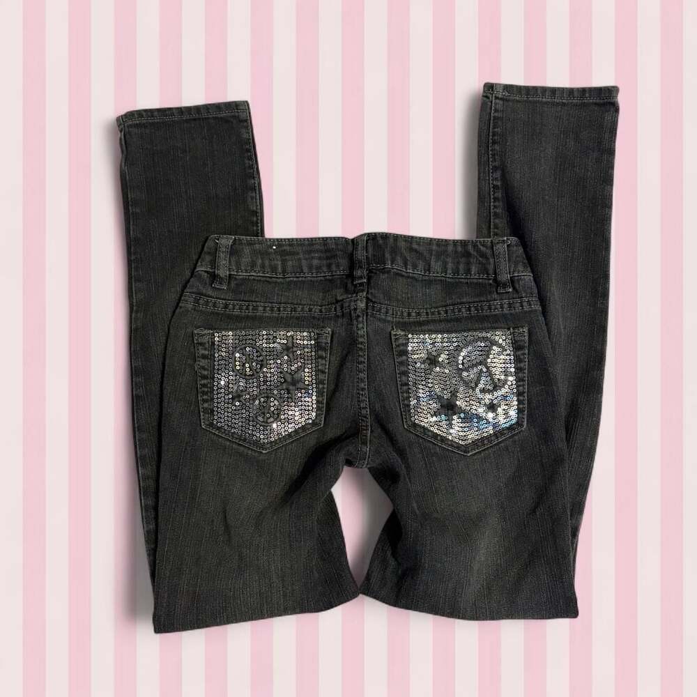 Piper Skinny Jeans Size 12 Black Sequin Embellished Pockets